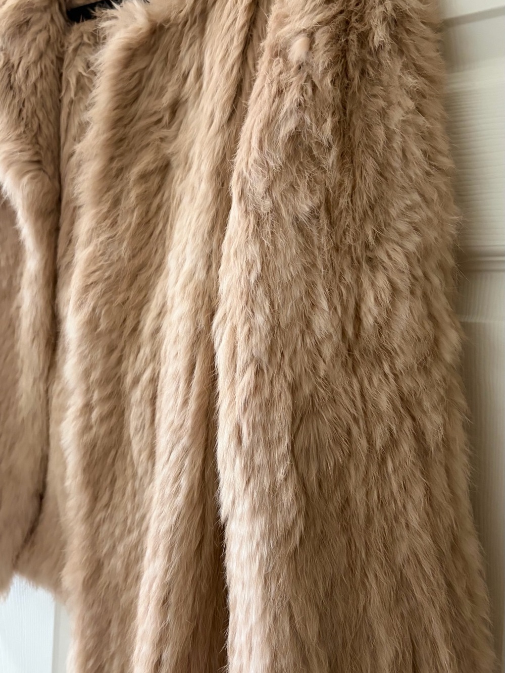 Elegant Nude Rabbit Fur Coat - Picture 3 of 8